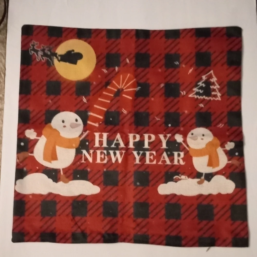 Holiday Pillow Covers 18x18 inch, printed front solid cream back.  NWOT